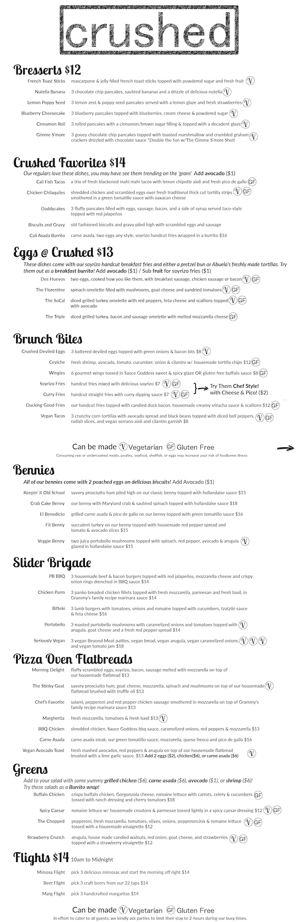 Crushed Brunch & Dinner Restaurant in Pacific Beach